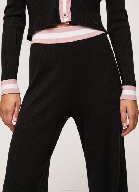 Pepe Jeans Ribbed Knit Trousers Women Black Z22X306
