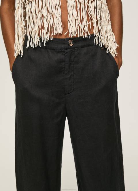 Pepe Jeans Straight Trousers In Flowy Fabric Women Black Z22X291
