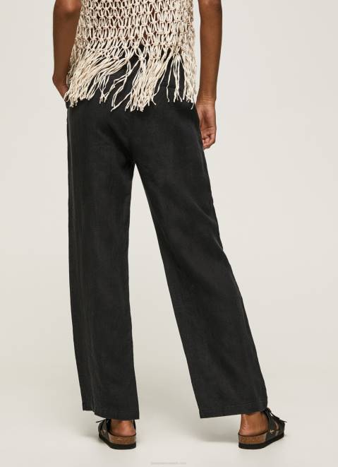 Pepe Jeans Straight Trousers In Flowy Fabric Women Black Z22X291