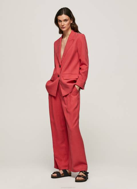 Pepe Jeans Wide Pleated Trousers Women Studio Red Z22X289