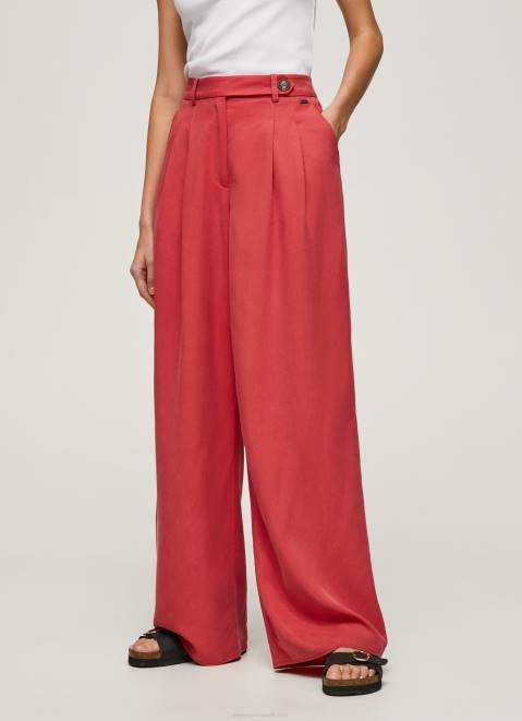 Pepe Jeans Wide Pleated Trousers Women Studio Red Z22X289
