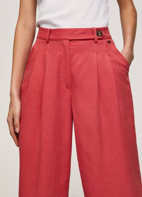 Pepe Jeans Wide Pleated Trousers Women Studio Red Z22X289