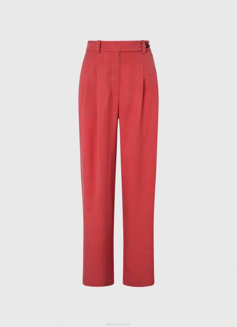 Pepe Jeans Wide Pleated Trousers Women Studio Red Z22X289