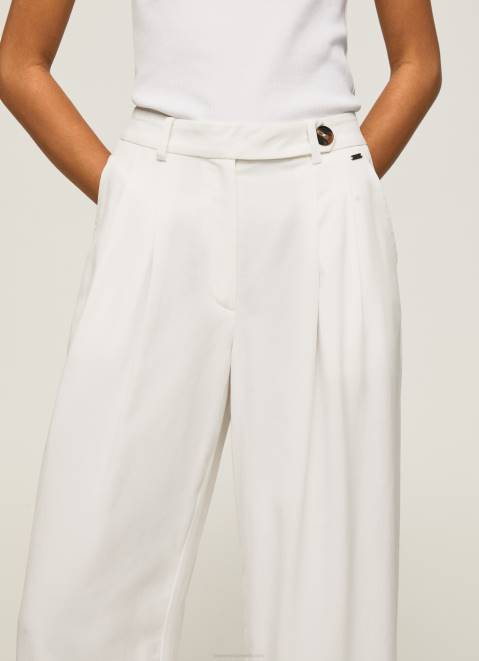 Pepe Jeans Wide Pleated Trousers Women White Z22X288