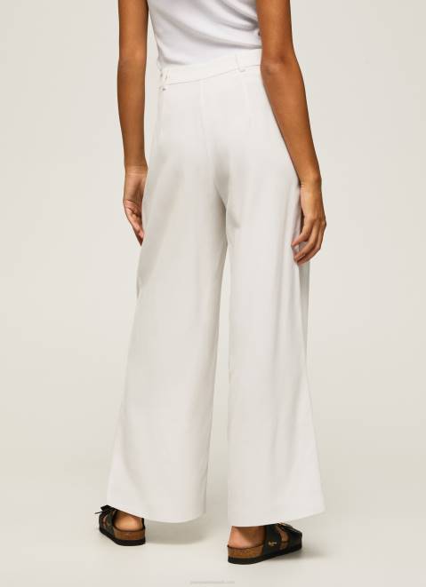 Pepe Jeans Wide Pleated Trousers Women White Z22X288