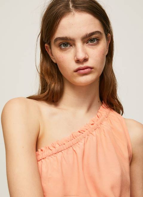Pepe Jeans Asymmetrical Neckline Top Women Peach Z22X355
