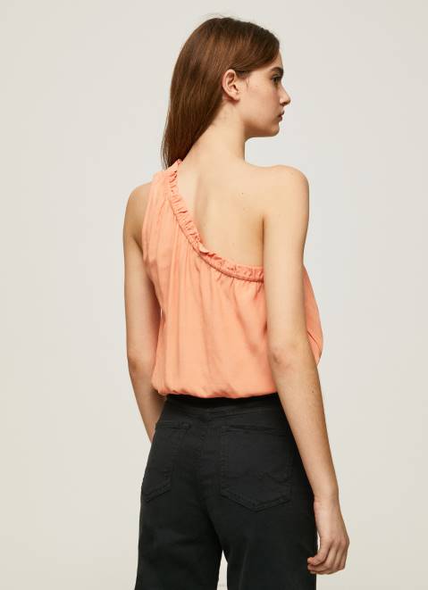 Pepe Jeans Asymmetrical Neckline Top Women Peach Z22X355