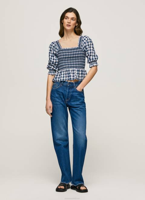 Pepe Jeans Checkered Print Cropped Fit Top Women Multi Z22X370