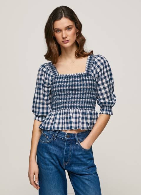 Pepe Jeans Checkered Print Cropped Fit Top Women Multi Z22X370