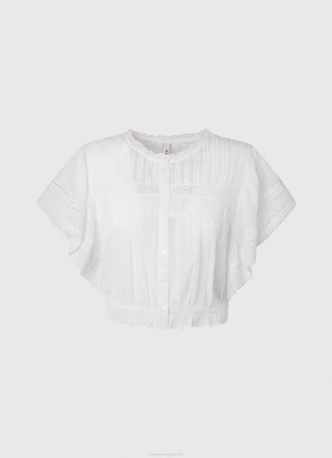 Pepe Jeans Cotton Blouse With Openwork Details Women White Z22X344