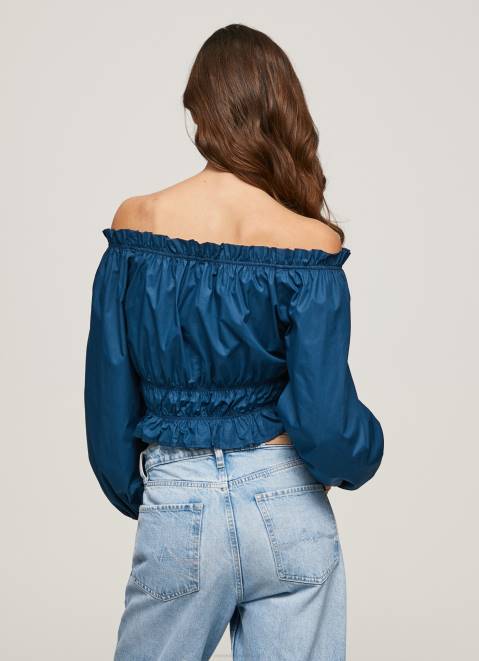 Pepe Jeans Cotton Poplin Cropped Fit Top Women Ocean Z22X360