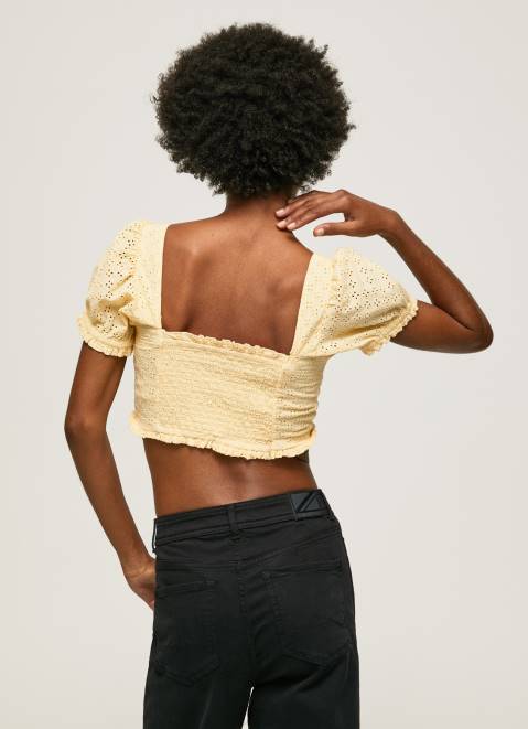 Pepe Jeans Cotton Top With Openwork Details Women Shine Z22X331