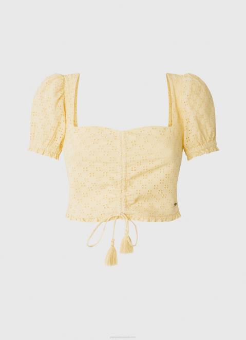 Pepe Jeans Cotton Top With Openwork Details Women Shine Z22X331