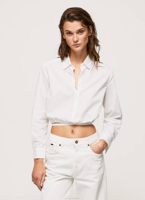 Pepe Jeans Cropped Fit Poplin Shirt Women White Z22X361