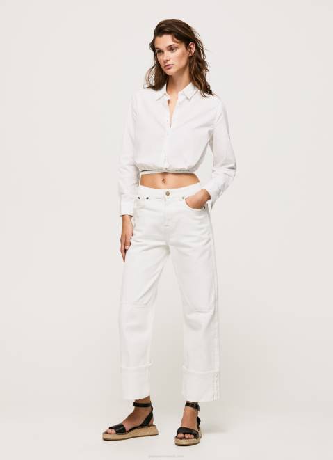 Pepe Jeans Cropped Fit Poplin Shirt Women White Z22X361