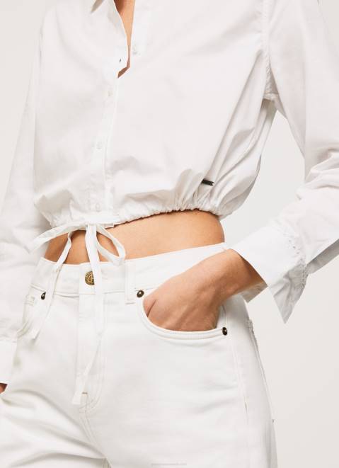 Pepe Jeans Cropped Fit Poplin Shirt Women White Z22X361