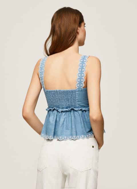 Pepe Jeans Denim Tank Top Women Blue Z22X350