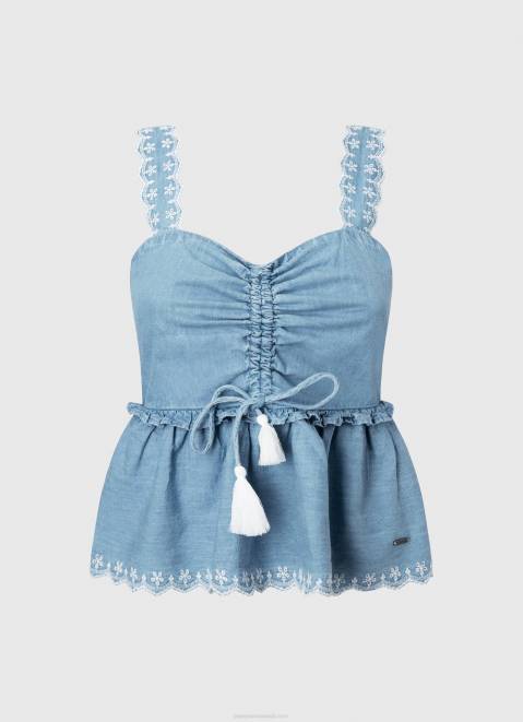 Pepe Jeans Denim Tank Top Women Blue Z22X350