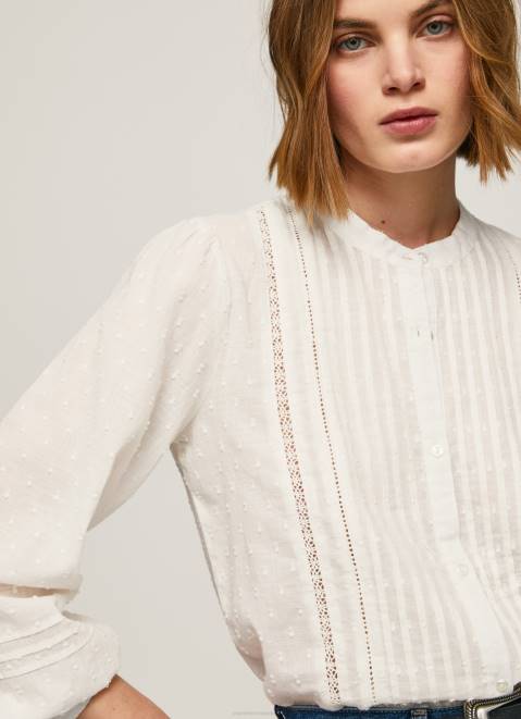 Pepe Jeans Embroidered Cotton Dobby Blouse Women White Z22X343