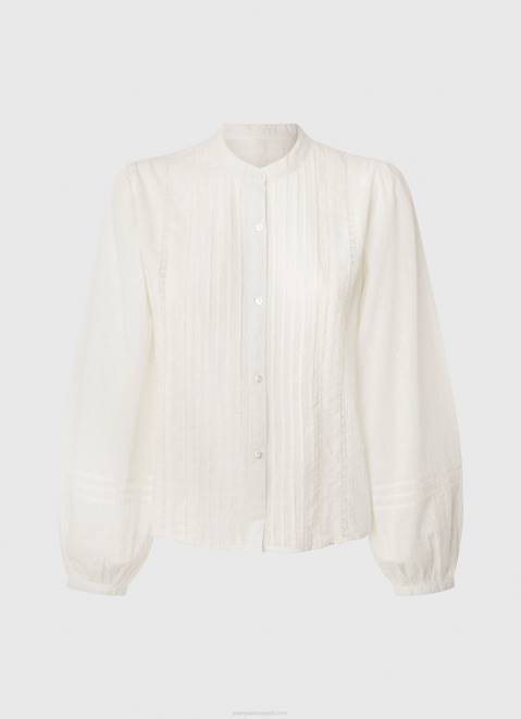 Pepe Jeans Embroidered Cotton Dobby Blouse Women White Z22X343