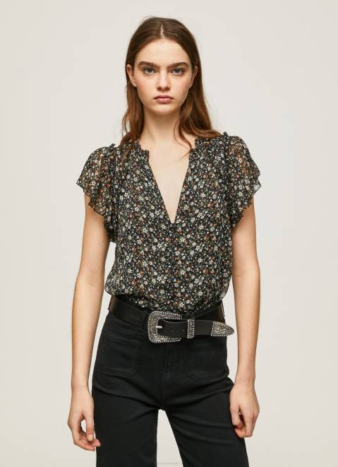 Pepe Jeans Floral Print Chiffon Blouse Women Multi Z22X367