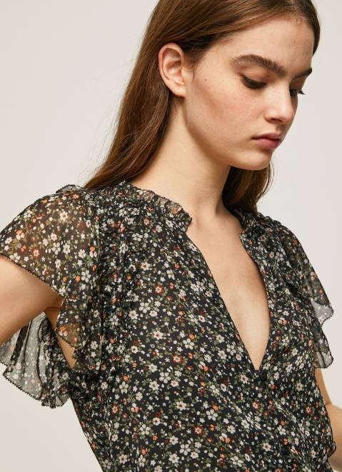 Pepe Jeans Floral Print Chiffon Blouse Women Multi Z22X367