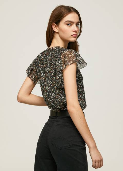 Pepe Jeans Floral Print Chiffon Blouse Women Multi Z22X367