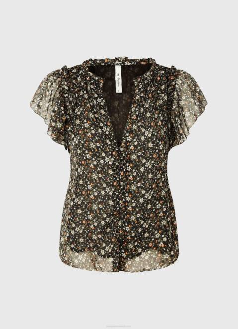 Pepe Jeans Floral Print Chiffon Blouse Women Multi Z22X367