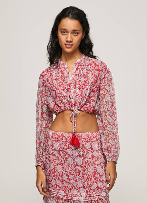 Pepe Jeans Floral Print Cropped Fit Blouse Women Multi Z22X363