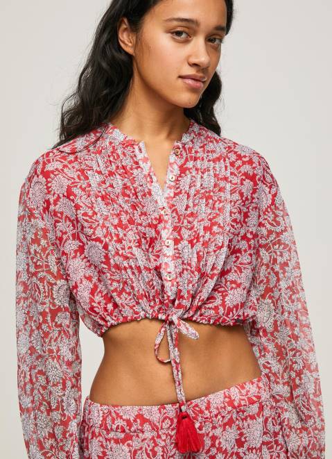 Pepe Jeans Floral Print Cropped Fit Blouse Women Multi Z22X363