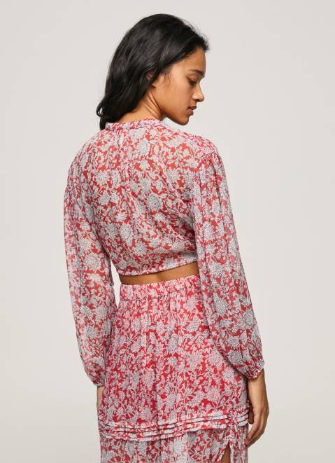 Pepe Jeans Floral Print Cropped Fit Blouse Women Multi Z22X363
