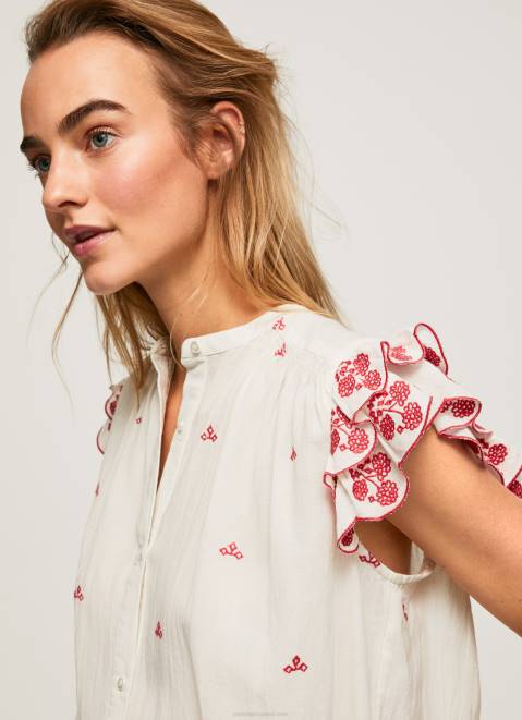 Pepe Jeans Mao Blouse Embroidered Details Women Multi Z22X322