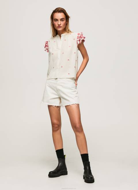 Pepe Jeans Mao Blouse Embroidered Details Women Multi Z22X322