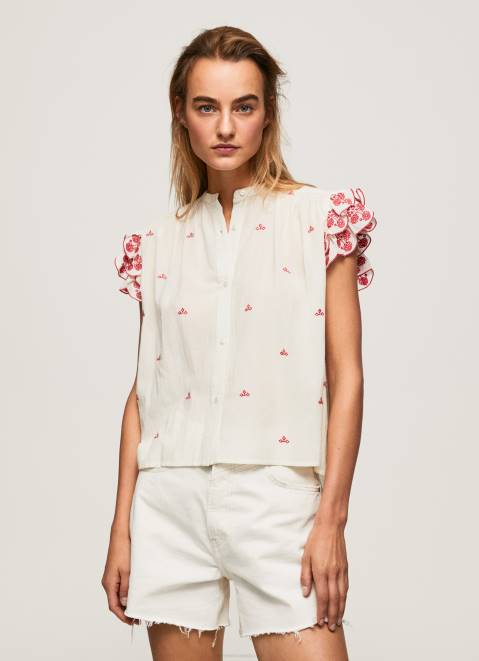 Pepe Jeans Mao Blouse Embroidered Details Women Multi Z22X322