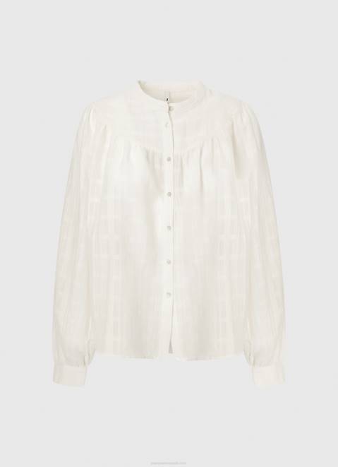Pepe Jeans Mao Collar Cotton Dobby Blouse Women Mousse Z22X362
