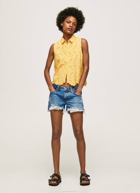 Pepe Jeans Openwork Armhole Sleeve Shirt Women Shine Z22X330