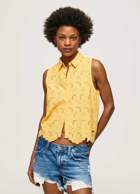 Pepe Jeans Openwork Armhole Sleeve Shirt Women Shine Z22X330