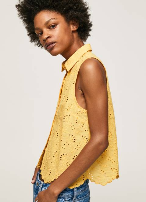 Pepe Jeans Openwork Armhole Sleeve Shirt Women Shine Z22X330