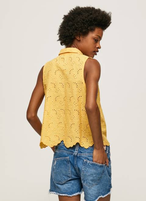 Pepe Jeans Openwork Armhole Sleeve Shirt Women Shine Z22X330