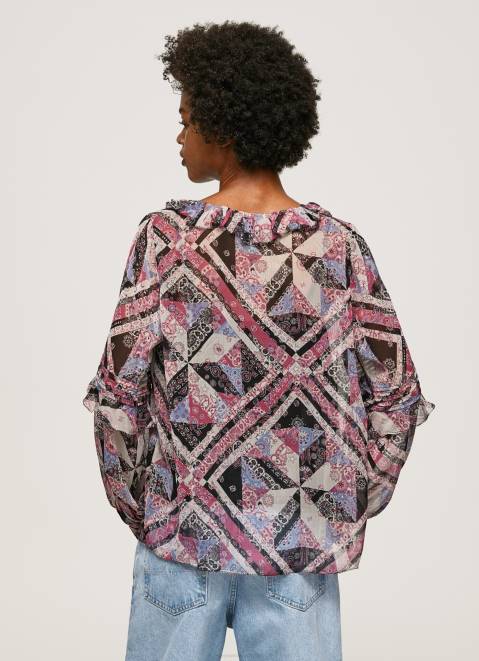 Pepe Jeans Paisley Print Blouse With Ruffles Women Multi Z22X376