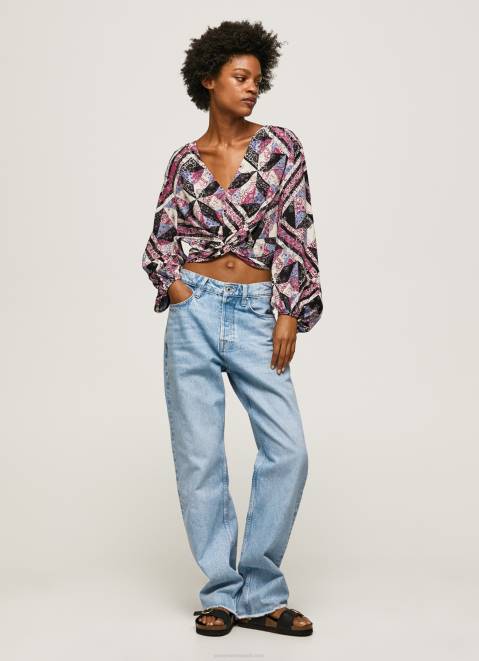 Pepe Jeans Paisley Print Cropped Fit Top Women Multi Z22X377