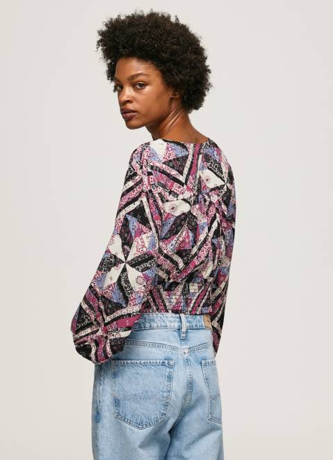 Pepe Jeans Paisley Print Cropped Fit Top Women Multi Z22X377