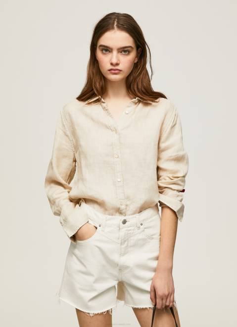 Pepe Jeans Plain Regular Fit Shirt Women Buttermilk Z22X359