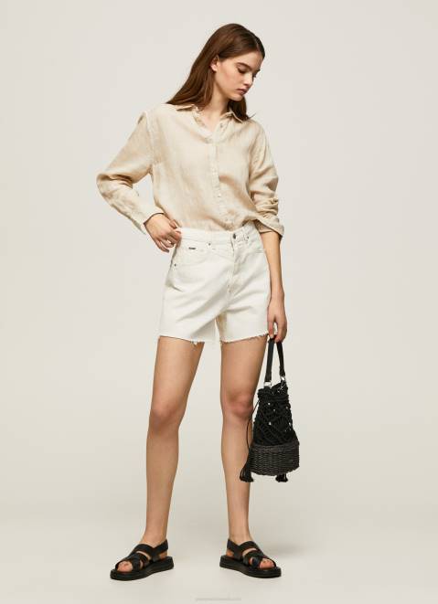Pepe Jeans Plain Regular Fit Shirt Women Buttermilk Z22X359