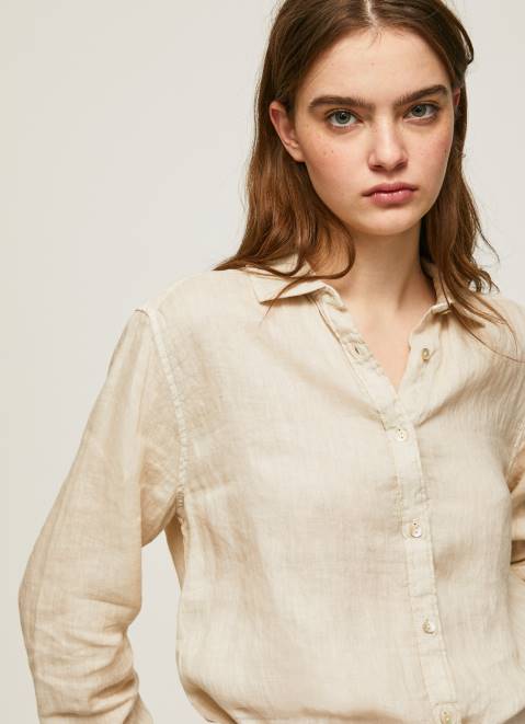 Pepe Jeans Plain Regular Fit Shirt Women Buttermilk Z22X359