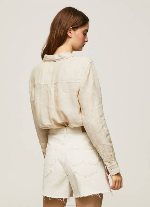 Pepe Jeans Plain Regular Fit Shirt Women Buttermilk Z22X359
