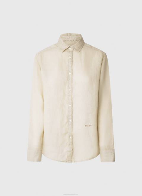 Pepe Jeans Plain Regular Fit Shirt Women Buttermilk Z22X359