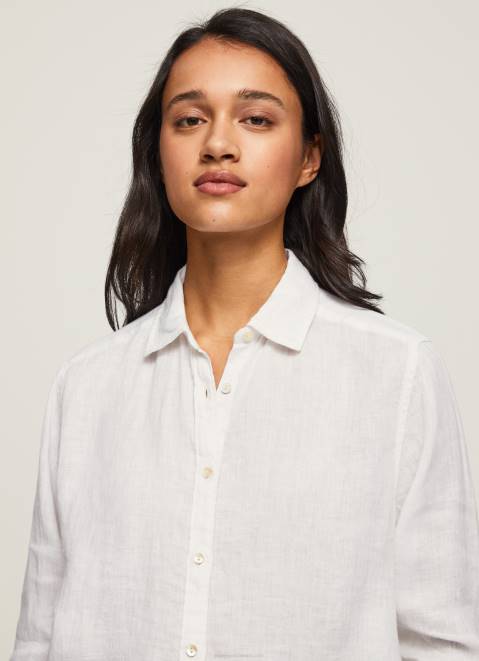 Pepe Jeans Plain Regular Fit Shirt Women White Z22X333