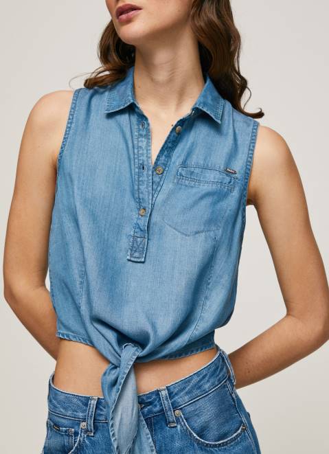 Pepe Jeans Regular Fit Sleeveless Shirt Women Denim Z22X368