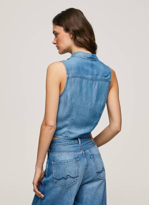 Pepe Jeans Regular Fit Sleeveless Shirt Women Denim Z22X368